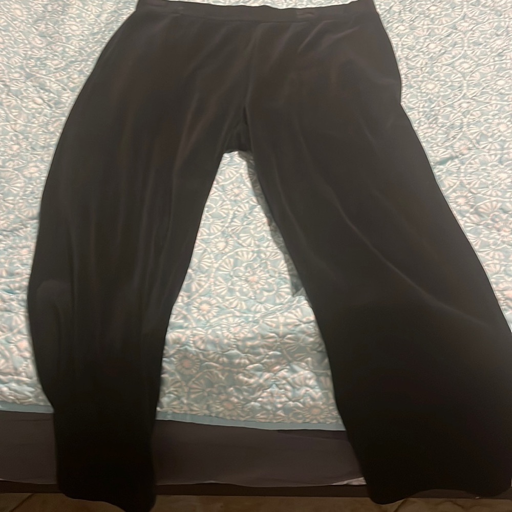 Black velvet look pants elastic waistband size petite L